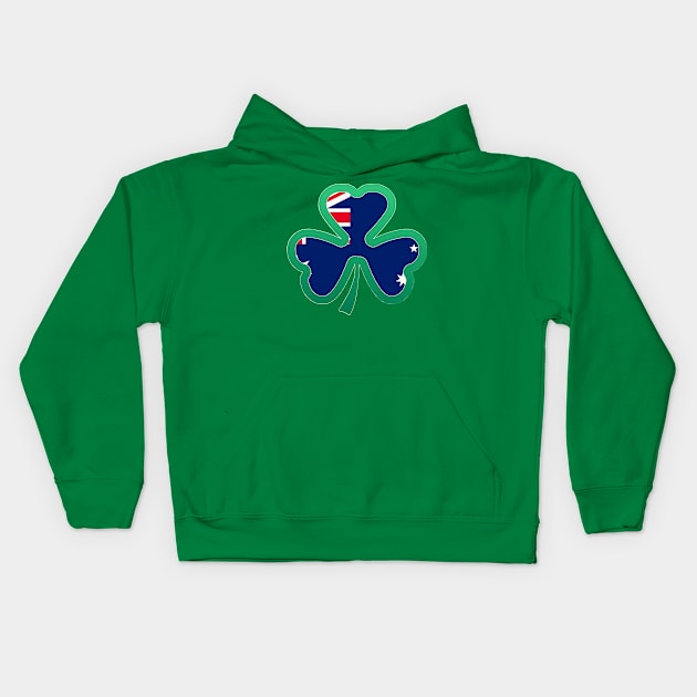 Australian Flag for st patricks day, Irish Shamrock Kids Hoodie by Myteeshirts